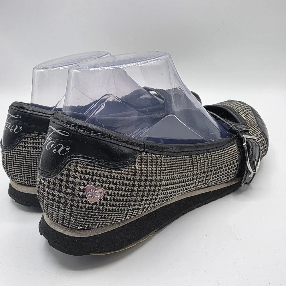 Fox Racing Mary Jane Shoes Women's SZ 8 Houndstooth Buckle Y2K Rare Moto Punk